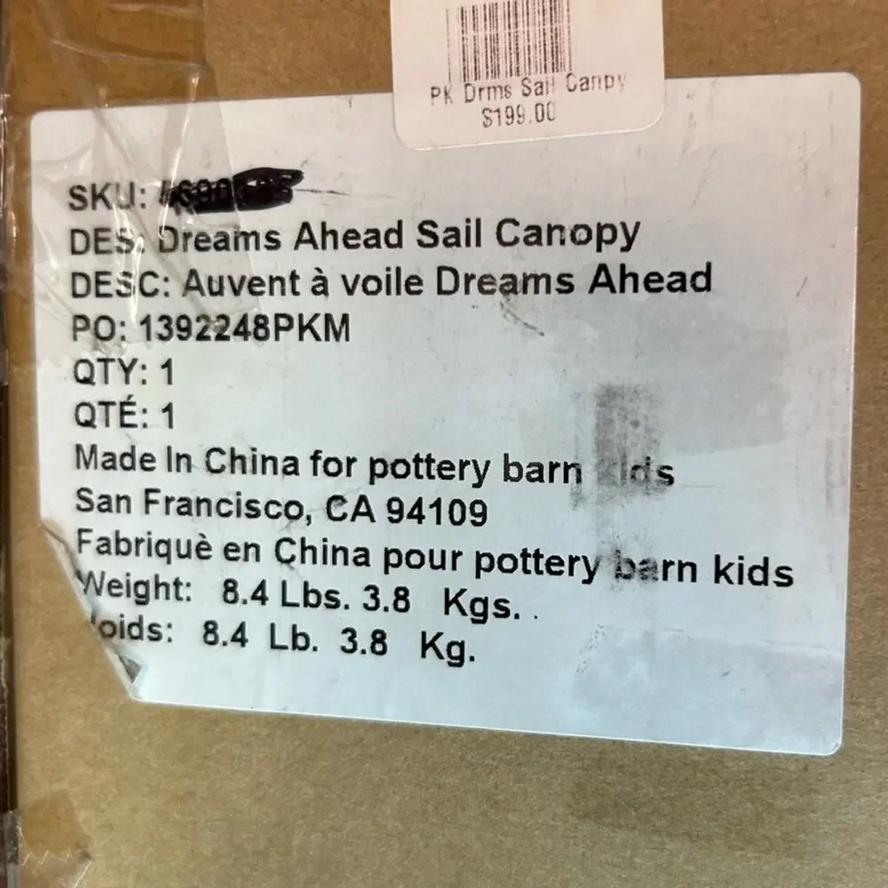 Pottery Barn Bed Headboard Dreams Ahead Sail Canopy White Boat Sailboat NEW